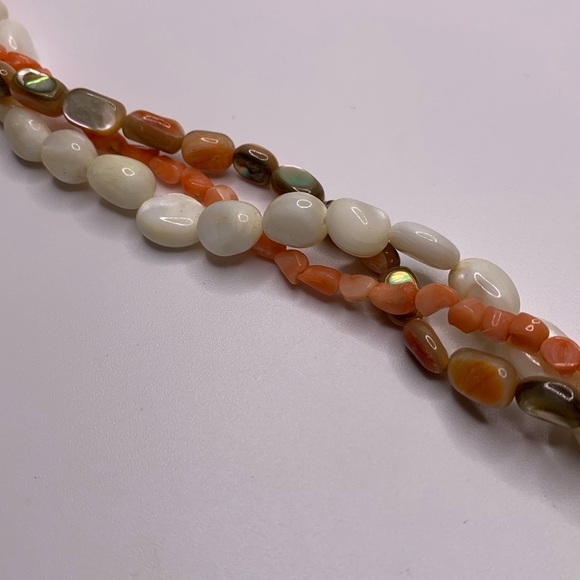 ♥️SALE! 3for$15 Vintage Twisted Triple-Strand Necklace Orange Cream 26” - Picture 4 of 5